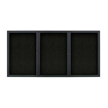 United Visual Products Sliding Door Indoor Enclosed Corkboard, 9 UV9030ACS-SATIN-BUFF